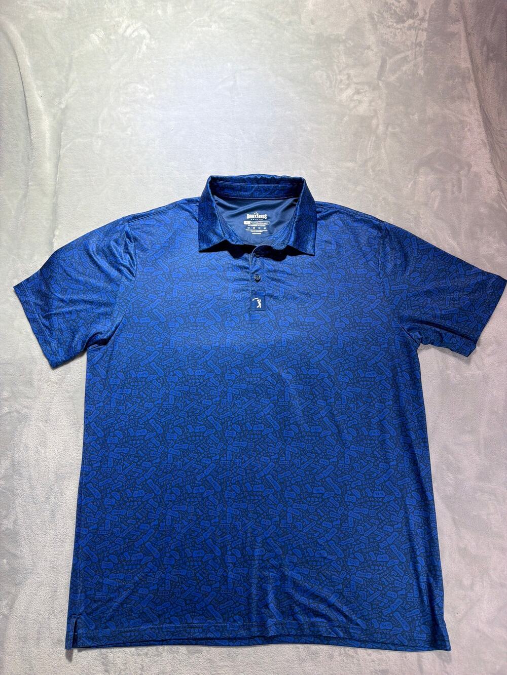 Bogey Bros Golf Co Mens XL Potty Mouth Performance Polo Shirt Blue Censored